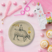 Water Buffalo Kind Chinesisch Ox Year 2021 PP Pappteller (Party)