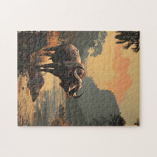 Water Buffalo Vintag Puzzle (Horizontal)
