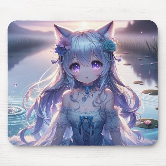 Water Catgirl Anime Princess Mousepad (Vorne)