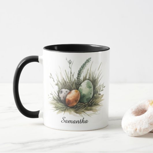Water Color Easter Eggs Customizable Name Tasse (Mit Donut)