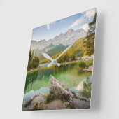 Water | Dachstein Mountains Lake Germany Quadratische Wanduhr (Winkel)