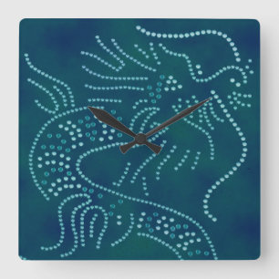 Water Dragon Clock Quadratische Wanduhr