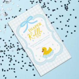 Water Droplets Gingham Baby Shower Diaper Raffle Begleitkarte