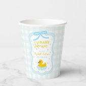 Water Droplets Gingham Boy Baby Shower Pappbecher (Vorderseite)