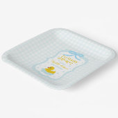 Water Droplets Gingham Boy Baby Shower Pappteller (Gewinkelt)