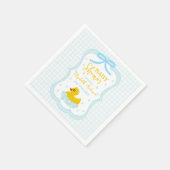 Water Droplets Gingham Boy Baby Shower Serviette (Ecke)