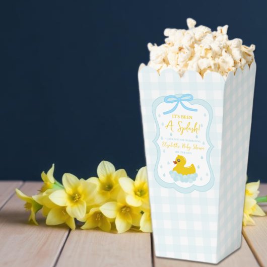 Water Droplets Gingham Boy Baby Shower Thank You Geschenkschachtel