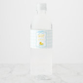 Water Droplets Gingham Boy Baby Shower Wasserflaschenetikett (Vorderseite)