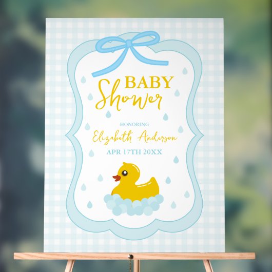 Water Droplets Gingham Boy Baby Shower Welcome Acrylschild (Neutral)