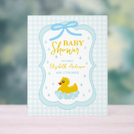 Water Droplets Gingham Boy Baby Shower Welcome Acrylschild