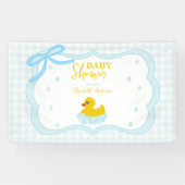 Water Droplets Gingham Boy Baby Shower Welcome Banner (Horizontal)
