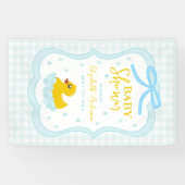 Water Droplets Gingham Boy Baby Shower Welcome Banner (Horizontal)