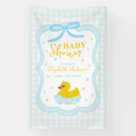 Water Droplets Gingham Boy Baby Shower Welcome Banner
