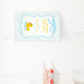 Water Droplets Gingham Boy Baby Shower Welcome Banner (InSitu)