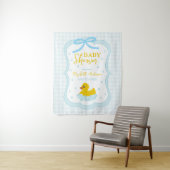 Water Droplets Gingham Boy Baby Shower Welcome Wandteppich (Beispiel)