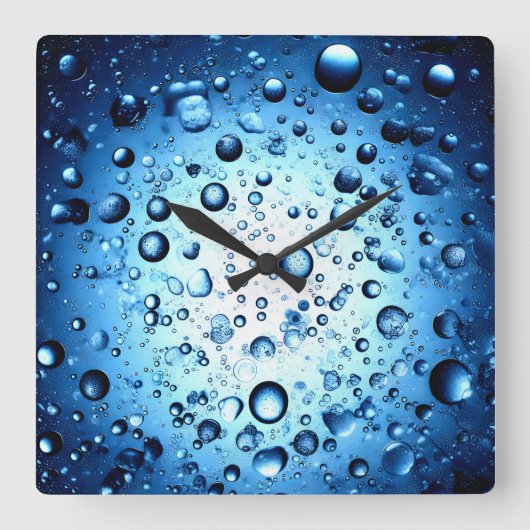 water droplets quadratische wanduhr (Vorderseite)