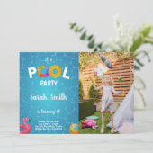 Water Flamingo Pool Geburtstag Einladungen Foto (Stehend Vorderseite)