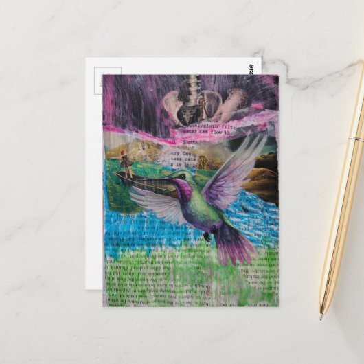 Water Flow Through Abstract Mixed Media Collage Postkarte (Vorderseite/Rückseite Beispiel)