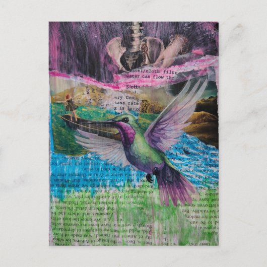 Water Flow Through Abstract Mixed Media Collage Postkarte (Vorderseite)