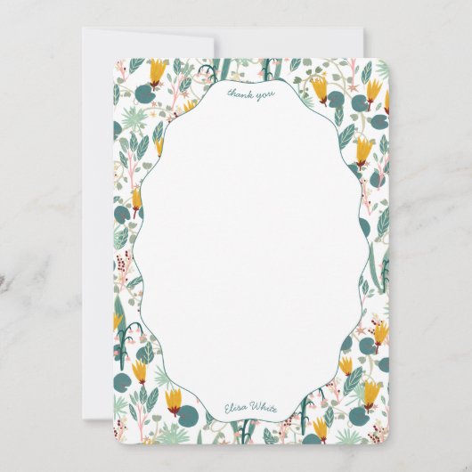 Water Garden Floral Bridal Shower Cute CUSTOM Dankeskarte (Vorderseite)