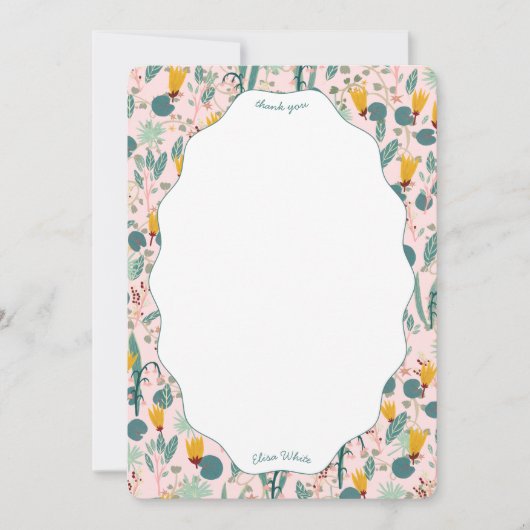 Water Garden Floral Bridal Shower Cute CUSTOM Dankeskarte (Vorderseite)