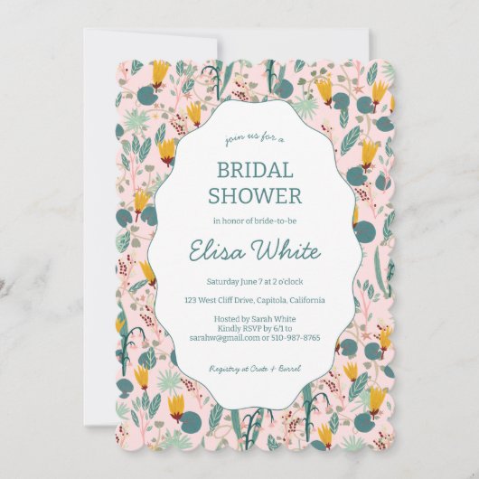 Water Garden Floral Bridal Shower Cute CUSTOM  Einladung (Vorderseite)