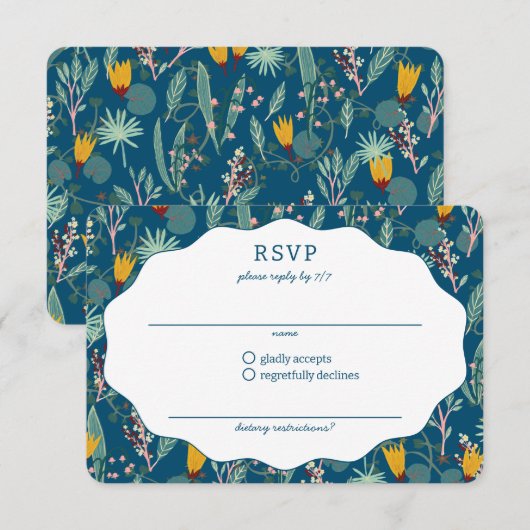 Water Garden Floral Bridal Shower Cute CUSTOM RSVP Karte (Vorne/Hinten)