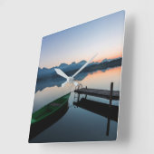 Water | Lake Hopfen Bavarian Alps Germany Quadratische Wanduhr (Winkel)