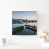 Water | Lake Hopfen Bavarian Alps Germany Quadratische Wanduhr (Zuhause)