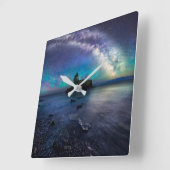 Water | Lake Superior Minnesota Quadratische Wanduhr (Winkel)