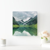Water | Lake Swiss Alps Quadratische Wanduhr (Zuhause)