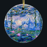 Water Lilies, 1919, von Claude Monet, Keramik Ornament<br><div class="desc">Water Lilies,  1919 berühmtes Gemälde von Claude Monet,  mit farblich abgestimmten Festfarben pinkisch-lila und Monet blau,  bereit zu mischen und zu ergänzen.</div>