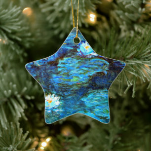 Water Lilies (blau) von Claude Monet Keramik Ornament