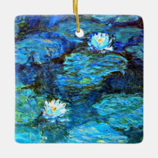 Water Lilies (blau) von Claude Monet Keramikornament (Vorderseite)
