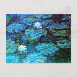 Water Lilies (blau) von Claude Monet Postkarte