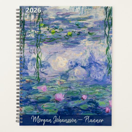 Water Lilies by Monet | Custom Text Planer (Vorderseite)