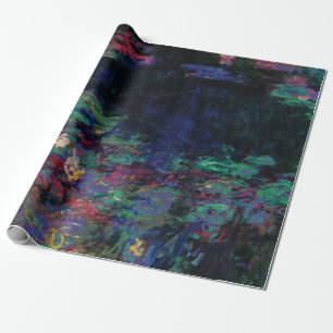 WATER LILIES GREEN POND Claude Monet Dark Floral Geschenkpapier
