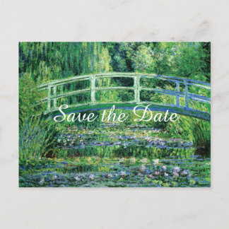 Water Lilies japanische Brücke Save the Date Hochz Ankündigungspostkarte