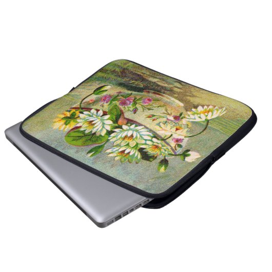 Water Lilies Laptopschutzhülle (Vorne Knopf)