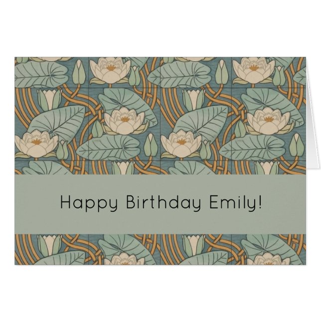 Water Lilies Lily Art Nouveau Natur (Vorderseite (Horizontal))