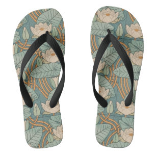Water Lilies Lily Art Nouveau Natur Badesandalen