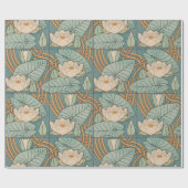 Water Lilies Lily Art Nouveau Natur Geschenkpapier (Flach)