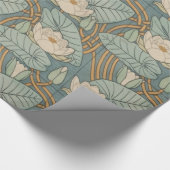 Water Lilies Lily Art Nouveau Natur Geschenkpapier (Ecke)