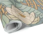 Water Lilies Lily Art Nouveau Natur Geschenkpapier (Rolleneckpunkt)