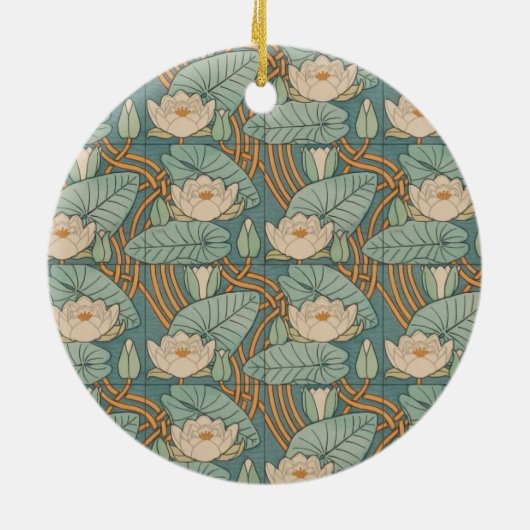 Water Lilies Lily Art Nouveau Natur Keramik Ornament (Hinten)