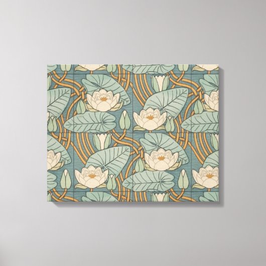 Water Lilies Lily Art Nouveau Natur Leinwanddruck (Vorderseite)