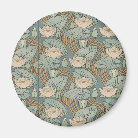 Water Lilies Lily Art Nouveau Natur Magnet (Vorne)