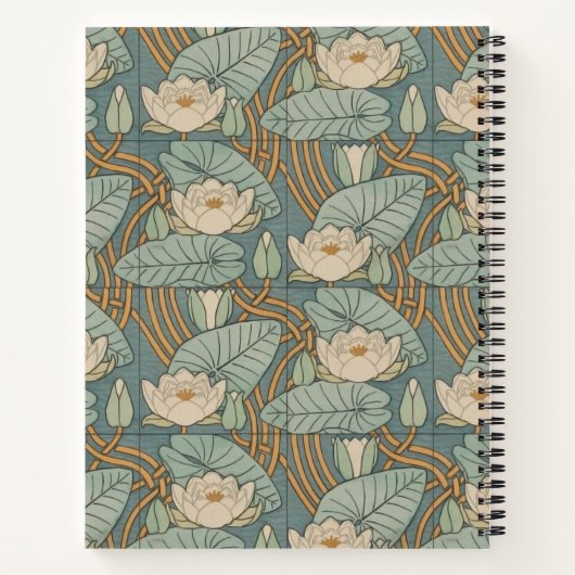 Water Lilies Lily Art Nouveau Natur Notizblock (Rückseite)
