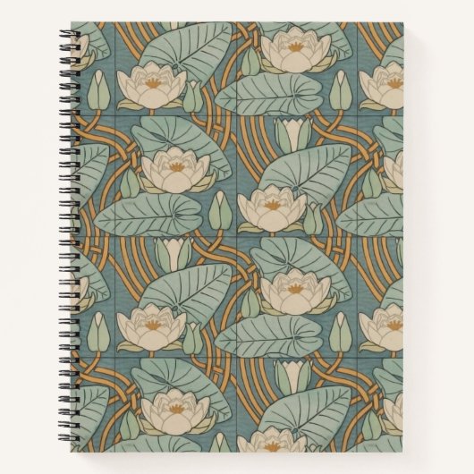 Water Lilies Lily Art Nouveau Natur Notizblock (Vorderseite)