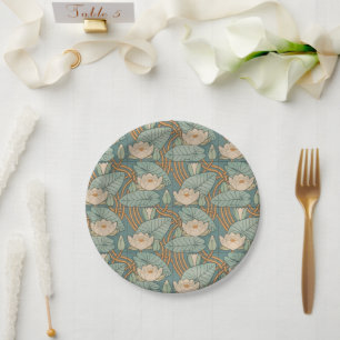 Water Lilies Lily Art Nouveau Natur Pappteller